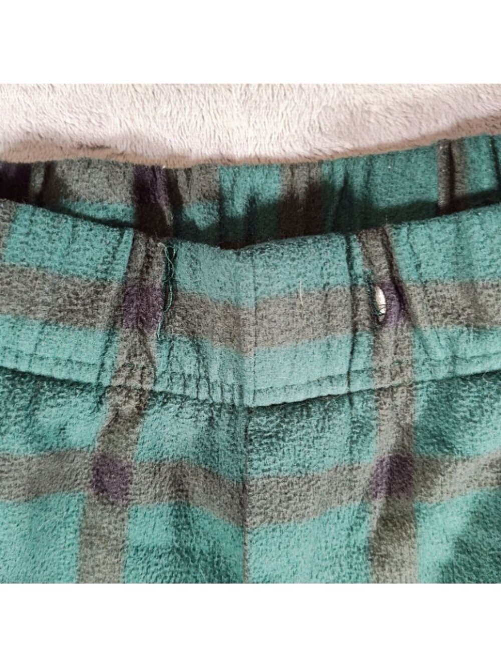 Royal Class Mens Green and Black Plaid Fleece Pajama Sleep Pants (Small) *Flaw* - Picture 6 of 11